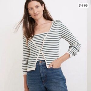 Madewell striped sweater cardigan and matching tank
